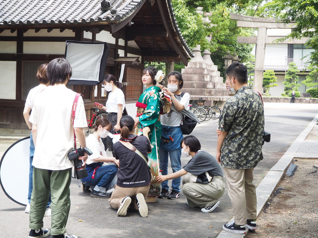 きものコーディネーター3年生with日本写真映像専門学校in住吉大社 東洋きもの専門学校